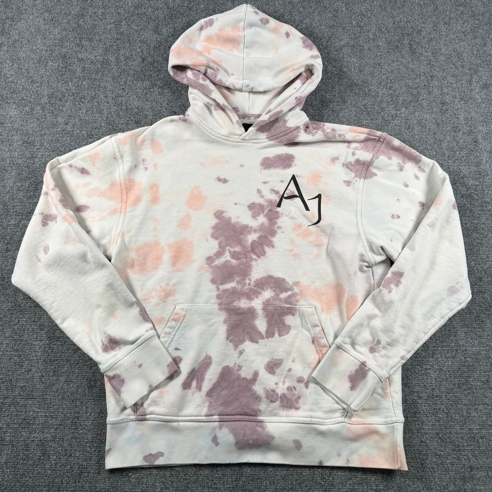 Jordan Hoodie Mens Medium Multi Color Tie Dye Air Graphic Pullover Sweatshirt